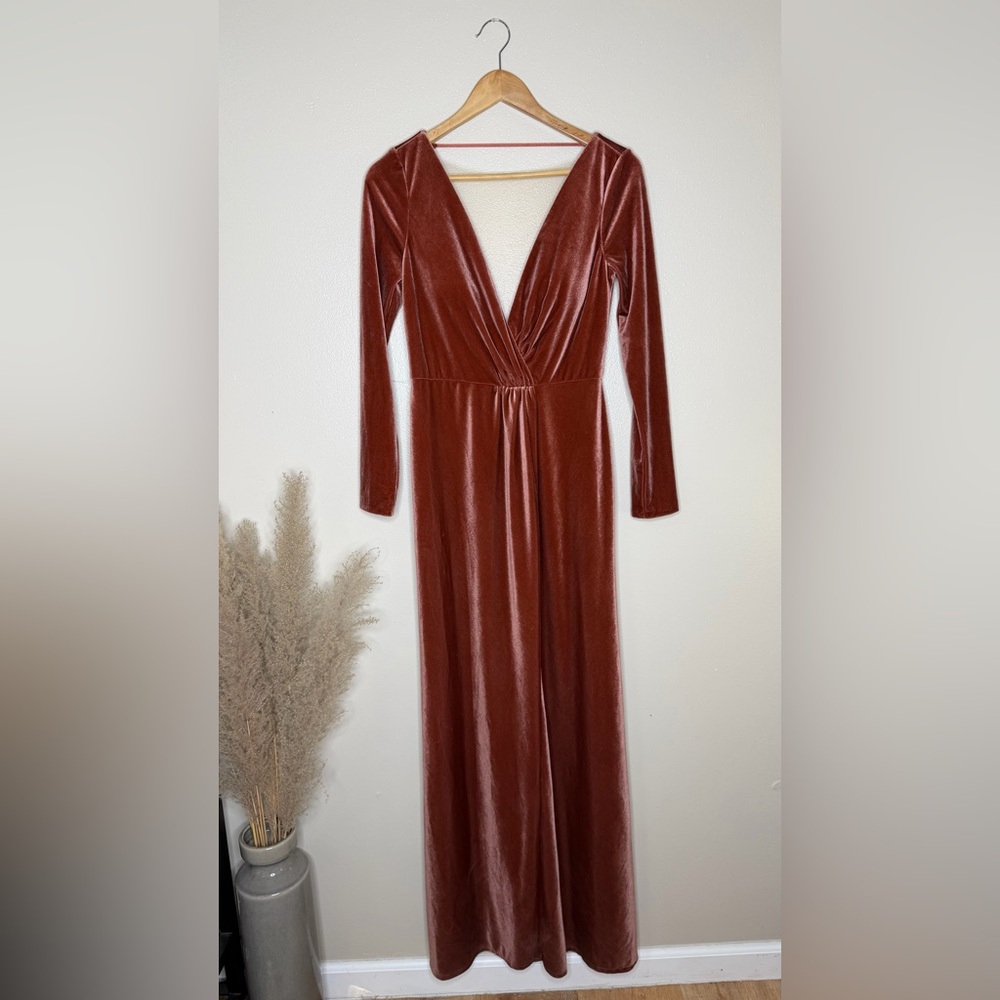 NEW‎ | Jenny Yoo Ryland Velvet V-Neck V-Back Gown/English Rose - Picture 4 of 13